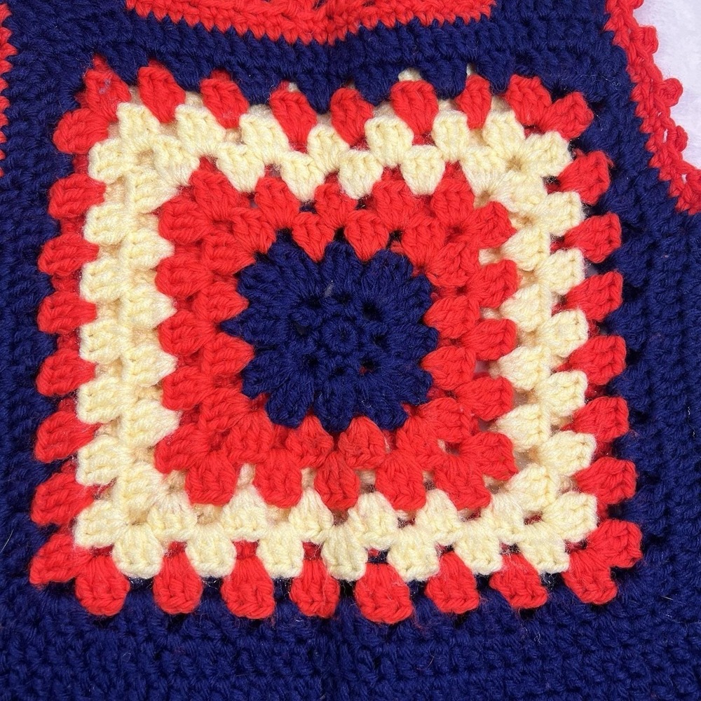 70s Vintage Crochet HIPPIE Child's Sweater Vest Shirt Granny Square Sz 6/8 S *se - Picture 2 of 6